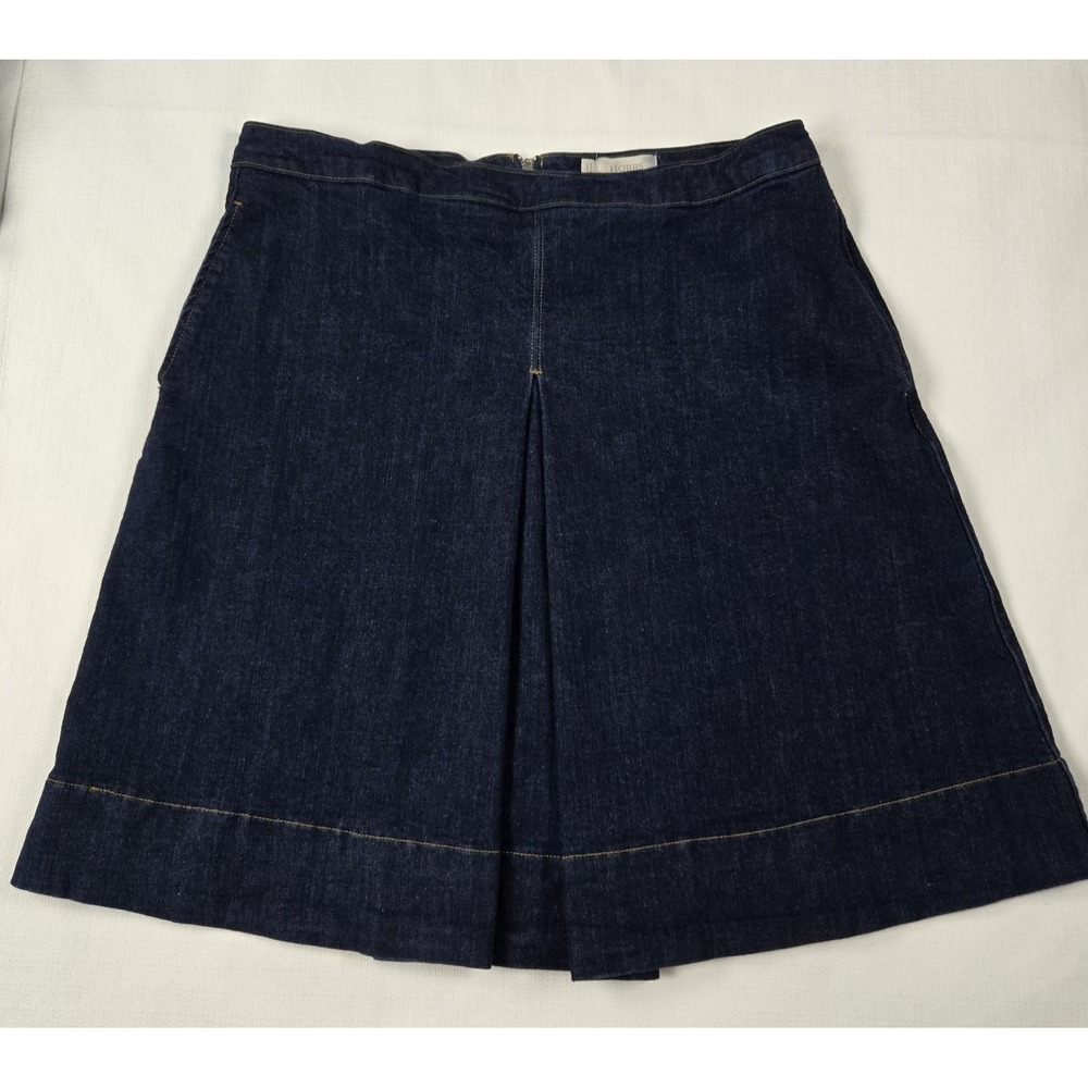 HOBBS LONDON Women's Ruth Denim A-line Skirt Indigo pockets Front‎ Pleat Size 12